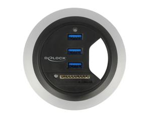 DeLOCK In-Desk Hub 3 Port USB 3.0 + 2 Slot SD Card Reader kaartlezer