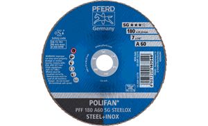 PFERD 67606185 PFF 180 A 60 SG STEELOX Lamellenschijf Diameter 180 mm Boordiameter 22.23 mm RVS, Staal 10 stuk(s)