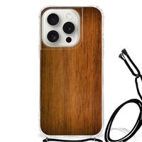 iPhone 15 Pro Stevig Telefoonhoesje Donker Hout