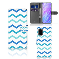 Samsung Galaxy S20 Plus Telefoon Hoesje Zigzag Blauw - thumbnail