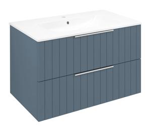 Sapho Cirasa badmeubel 80cm met blauw ribbelfront en witte wastafel