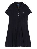 Ralph Lauren Kids robe-polo en maille à motif Polo Pony - Bleu