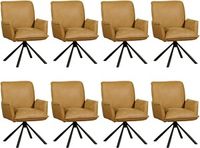 Set van 8 Cognac leren industriële draaibare eetkamerstoelen Elite - Kenia Leer Walnut (cognac leer) - thumbnail