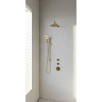 Regendoucheset 23 Inbouw Muur Brauer Gold Edition 20cm Rond Geborsteld Goud PVD 3 Greeps 3-weg Met Thermostaatkraan Glijstang en Handdouche