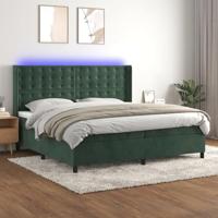 vidaXL Boxspring met matras en LED fluweel donkergroen 200x200 cm