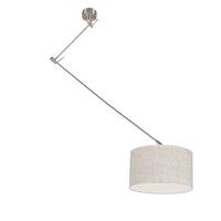 QAZQA - Modern Hanglamp | Eettafel | Eetkamer staal met kap 35 cm grijs verstelbaar - Blitz I | Woonkamer | Slaapkamer | Keuken - Metaal Rond - E27 Geschikt voor LED - Max. 1 x 60 Watt