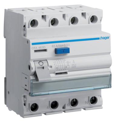 Hager CFA463D Aardlekschakelaar A 4-polig 63 A 0.3 A 400 V