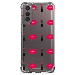 Samsung Galaxy S21 Doorzichtige Silicone Hoesje Lipstick Kiss