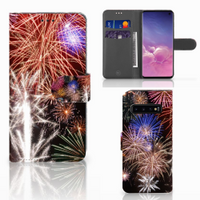 Samsung Galaxy S10 Wallet Case met Pasjes Vuurwerk - thumbnail