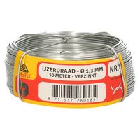 IJzerdraad - 1x rol - 1,3 mm x 50 m - verzinkt staal - binddraad   -