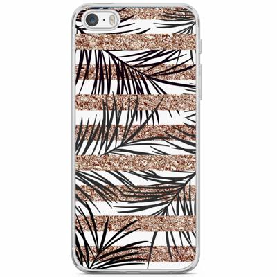 iPhone 5/5S/SE siliconen hoesje - Rose gold leaves