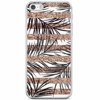 iPhone 5/5S/SE siliconen hoesje - Rose gold leaves