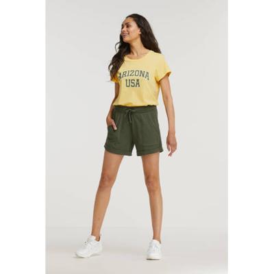 ONLY T-shirt ONLARIZ met tekst geel