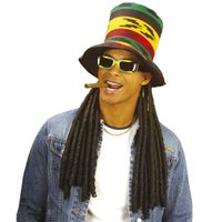 Hoge rasta hoed met dreadlocks - thumbnail