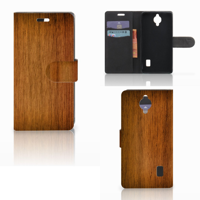 Huawei Y635 Book Style Case Donker Hout