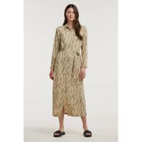 Another-Label blousejurk Chaniwa met all over print en ceintuur beige
