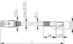 Telegärtner L00000A0230 RJ45 Netwerkkabel, patchkabel CAT 6A S/FTP 0.25 m Grijs Vlambestendig, Halogeenvrij, UL gecertificeerd 1 stuk(s)