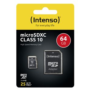 Intenso High Performance microSDXC-kaart 64 GB Class 10 Incl. SD-adapter