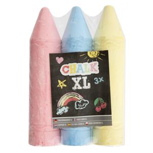 XL mega stoepkrijt - 3x stuks - roze/blauw/geel - L19 cm