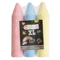 XL mega stoepkrijt - 3x stuks - roze/blauw/geel - L19 cm - thumbnail