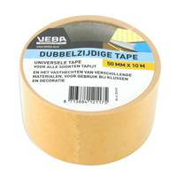 Dubbelzijdige tape / tapijttape - 50 mm x 10 m - Bruin - Universeel - Dubbelzijdig tapijt plakband - thumbnail