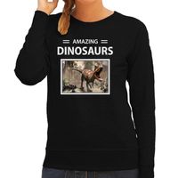 Carnotaurus dinosaurus sweater / trui met dieren foto amazing dinosaurs zwart voor dames - thumbnail