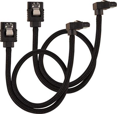 Corsair Premium SATA3-kabel, schuin/recht (6 Gbps, 30 cm, 90 graden), met ommanteling, zwart