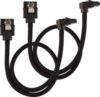 Corsair Premium SATA3-kabel, schuin/recht (6 Gbps, 30 cm, 90 graden), met ommanteling, zwart