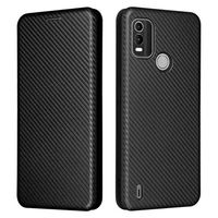 Nokia C21 Plus Flip Case - Koolstofvezel - Zwart