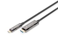 Digitus AK-330150-100-S HDMI-kabel HDMI / USB-C Aansluitkabel HDMI-A-stekker, USB-C stekker 10 m Zwart 4K UHD, Aluminium-stekker, Flexibel, Afscherming - thumbnail