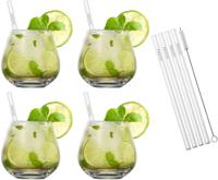 Schott Zwiesel Cocktailglazenset Vina - 4 delige set - met rietjes en borsteltje - thumbnail