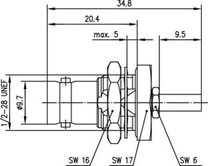 Telegärtner J01001C0028 J01001C0028 BNC-connector Bus, inbouw 50 Ω 1 stuk(s)