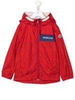 Moncler Enfant imperméable à patch logo - Rouge - thumbnail