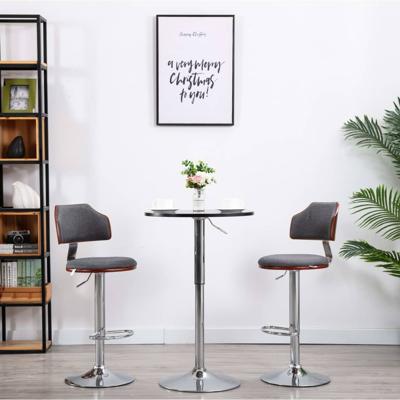 vidaXL Barkrukken 2 st gebogen hout en stof donkergrijs vidaXL Barkrukken 2 st gebogen hout en stof donkergrijs