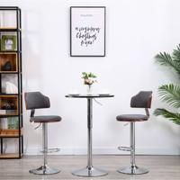 vidaXL Barkrukken 2 st gebogen hout en stof donkergrijs