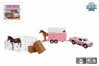 Kids Globe Mitsubishi met paardentrailer en acc. roze 27 cm