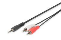 Digitus AK-510300-025-S Jackplug / Cinch Audio Aansluitkabel [1x Jackplug male 3,5 mm - 2x Cinch-stekker] 2.50 m Zwart, Rood, Wit Afgeschermd (enkel), Rond