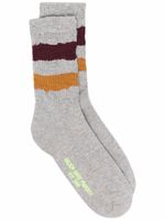 Golden Goose chaussettes à bords rayés - Gris