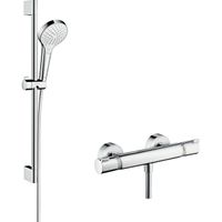 Hansgrohe Croma Select S Glijstangset - croma select s vario handdouche 65cm - Ecostat Comfort douchekraan - thermostatisch - wit/chroom 27013400