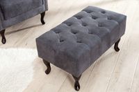 Elegante Chesterfield voetenbank antiekgrijs met knoopstiksel en klinknagels - 37474