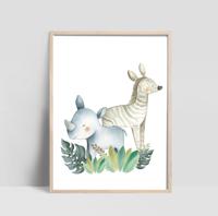 Poster - Neushoorn en Zebra - thumbnail