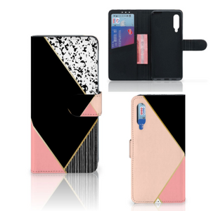 Xiaomi Mi 9 Book Case Zwart Roze Vormen