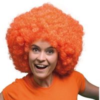 Oranje krulletjes pruik mega afro - thumbnail