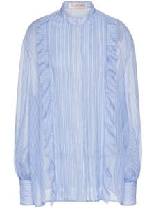 Valentino Garavani chemise en soie à volants - Bleu