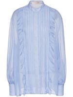 Valentino Garavani chemise en soie à volants - Bleu - thumbnail