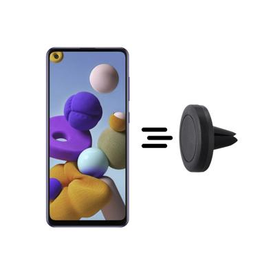 Shop4 - Samsung Galaxy A21s Autohouder Magnetische Ventilatierooster Houder Zwart Shop4 - Samsung Galaxy A21s Autohouder Magnetische Ventilatierooster Houder Zwart