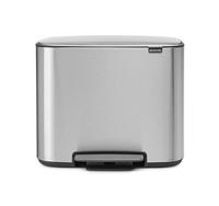 Brabantia Bo Prullenbak, Kunststof Binnenemmer, Matt Steel Fingerprint Proof, 3 binnenemmers (3 x 11L)
