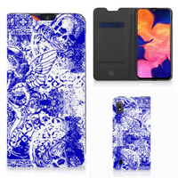 Mobiel BookCase Samsung Galaxy A10 Angel Skull Blauw