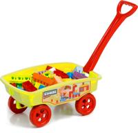 Paradiso Toys blokkenwagen 69 cm geel 50 delig