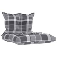 vidaXL Palletkussens 2 st ruitpatroon stof grijs